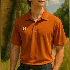 Men’s Under Armour Orange Golf Loose Polo Size Large